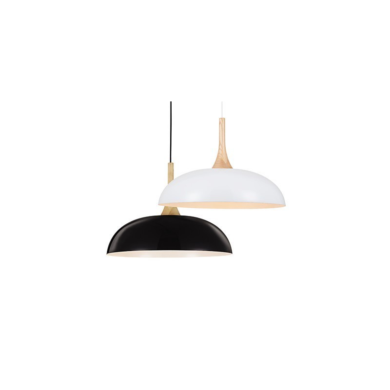 Mini Künstlerische Pendelleuchte 1 Licht Moderne Schlichtheit Schwarz Weiß Finish Aluminium & Holz Droplight