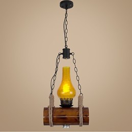 Bar der Retro Massivholz Einzelkopf Pendelleuchte