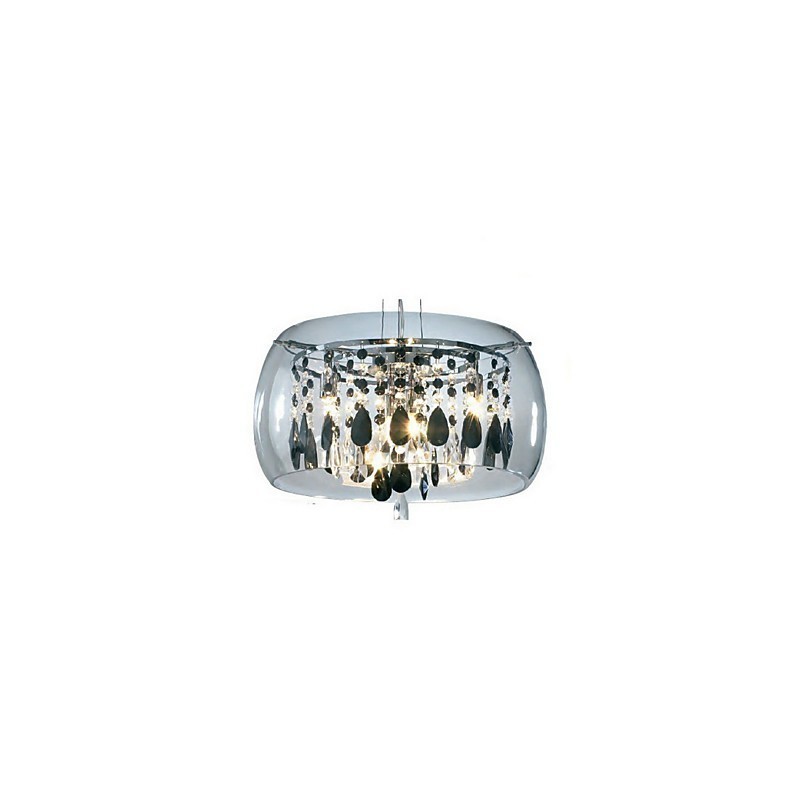 Moderne, zeitgenössische Pendelleuchte im Trommelkristall-Mini-Stil mit galvanisierter Beschichtung