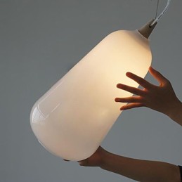 Milchweiße Glasflasche Pendelleuchte Natural Curve