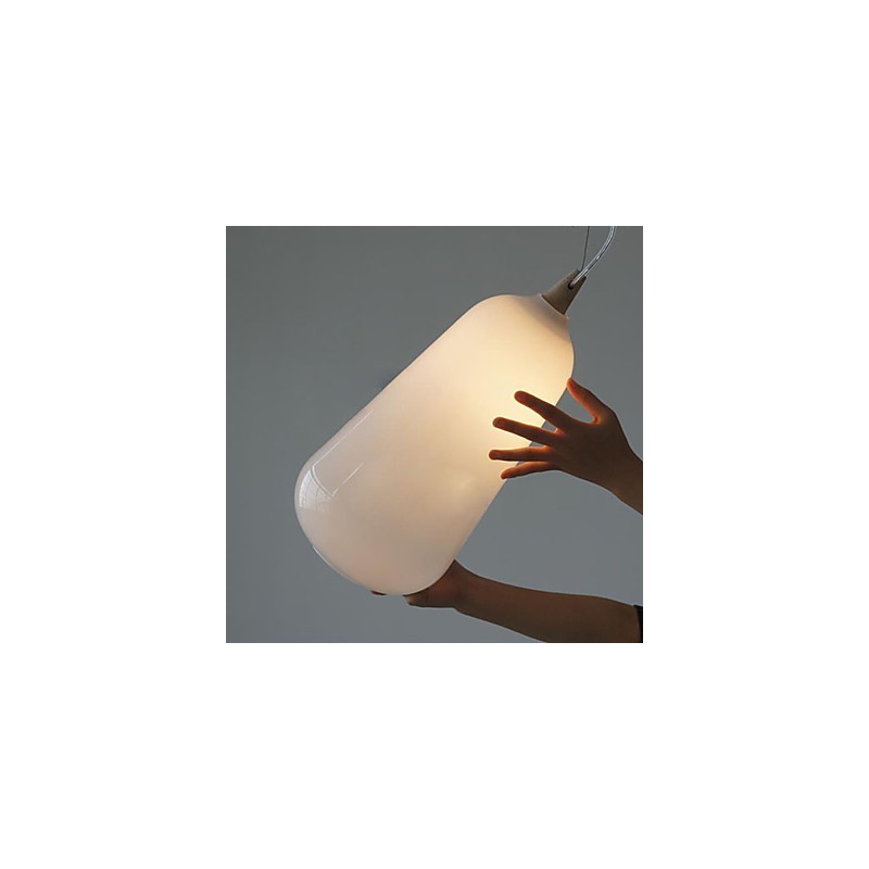 Milchweiße Glasflasche Pendelleuchte Natural Curve