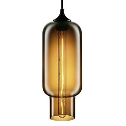 Moderne 70-W-Pendelleuchte aus Glas im braunen Blasendesign