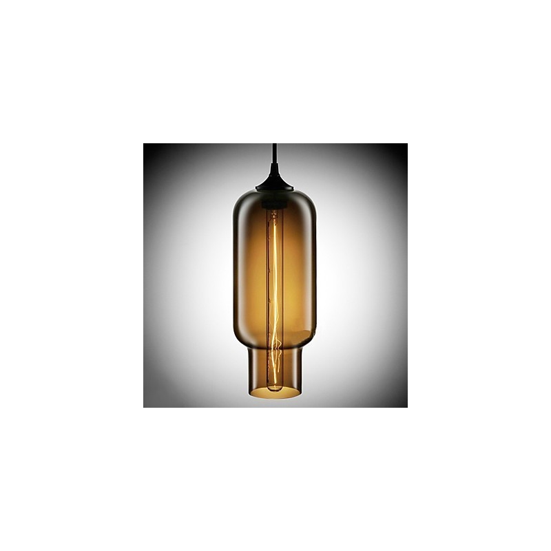 Moderne 70-W-Pendelleuchte aus Glas im braunen Blasendesign