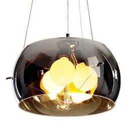 Moderne, malerische Pendelleuchte im italienischen Stil mit 3 Lichtern und schwarzem, transparentem Schirm