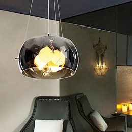 Moderne, malerische Pendelleuchte im italienischen Stil mit 3 Lichtern und schwarzem, transparentem Schirm