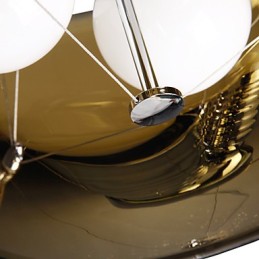 Moderne, malerische Pendelleuchte im italienischen Stil mit 3 Lichtern und schwarzem, transparentem Schirm