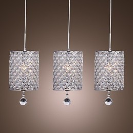 Moderne zeitgenössische Kristall Chrom Metall Pendelleuchte