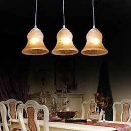 Weiß Anhänger Drei Lichter Muster Glas Schatten Hand Vergoldet Europäischen Retro