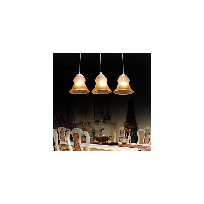 Weiß Anhänger Drei Lichter Muster Glas Schatten Hand Vergoldet Europäischen Retro