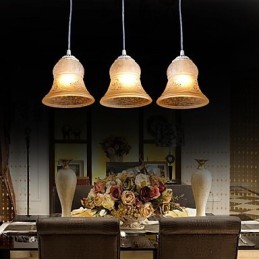 Weiß Anhänger Drei Lichter Muster Glas Schatten Hand Vergoldet Europäischen Retro