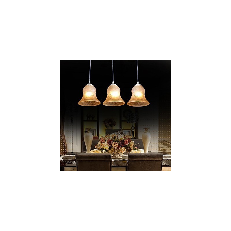 Weiß Anhänger Drei Lichter Muster Glas Schatten Hand Vergoldet Europäischen Retro