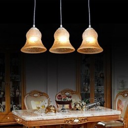 Weiß Anhänger Drei Lichter Muster Glas Schatten Hand Vergoldet Europäischen Retro