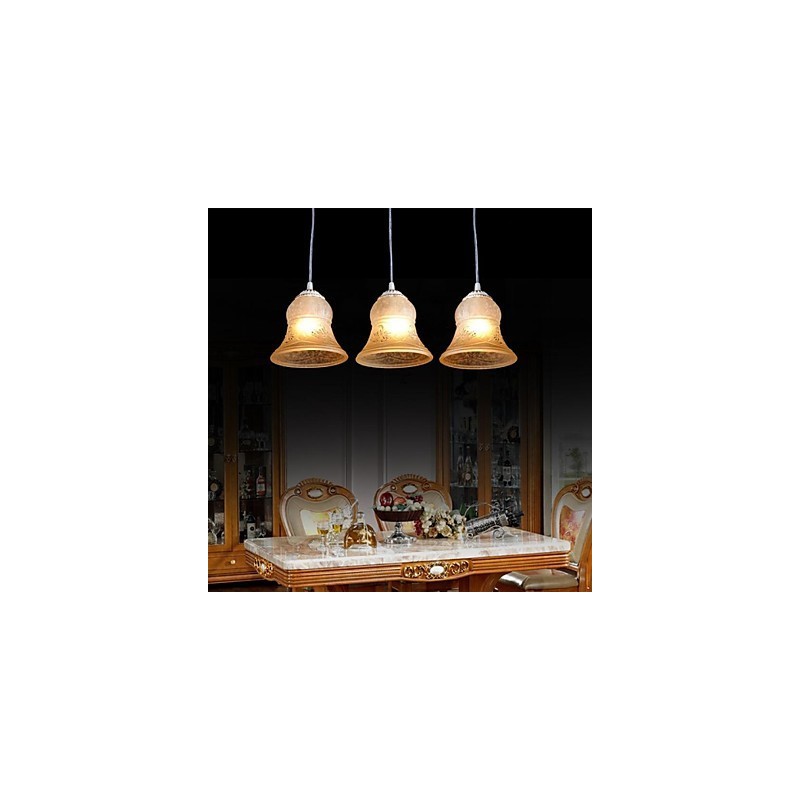 Weiß Anhänger Drei Lichter Muster Glas Schatten Hand Vergoldet Europäischen Retro