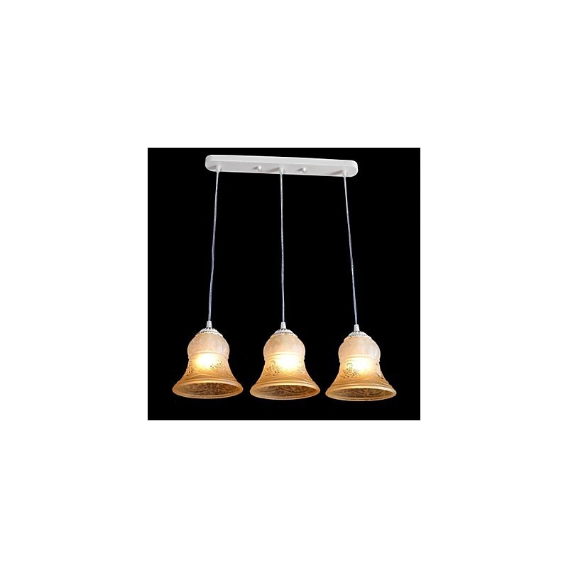 Weiß Anhänger Drei Lichter Muster Glas Schatten Hand Vergoldet Europäischen Retro