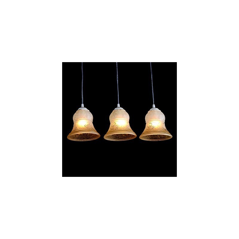 Weiß Anhänger Drei Lichter Muster Glas Schatten Hand Vergoldet Europäischen Retro
