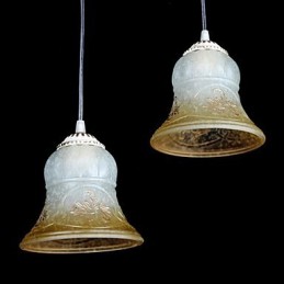 Weiß Anhänger Drei Lichter Muster Glas Schatten Hand Vergoldet Europäischen Retro