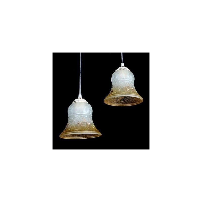 Weiß Anhänger Drei Lichter Muster Glas Schatten Hand Vergoldet Europäischen Retro