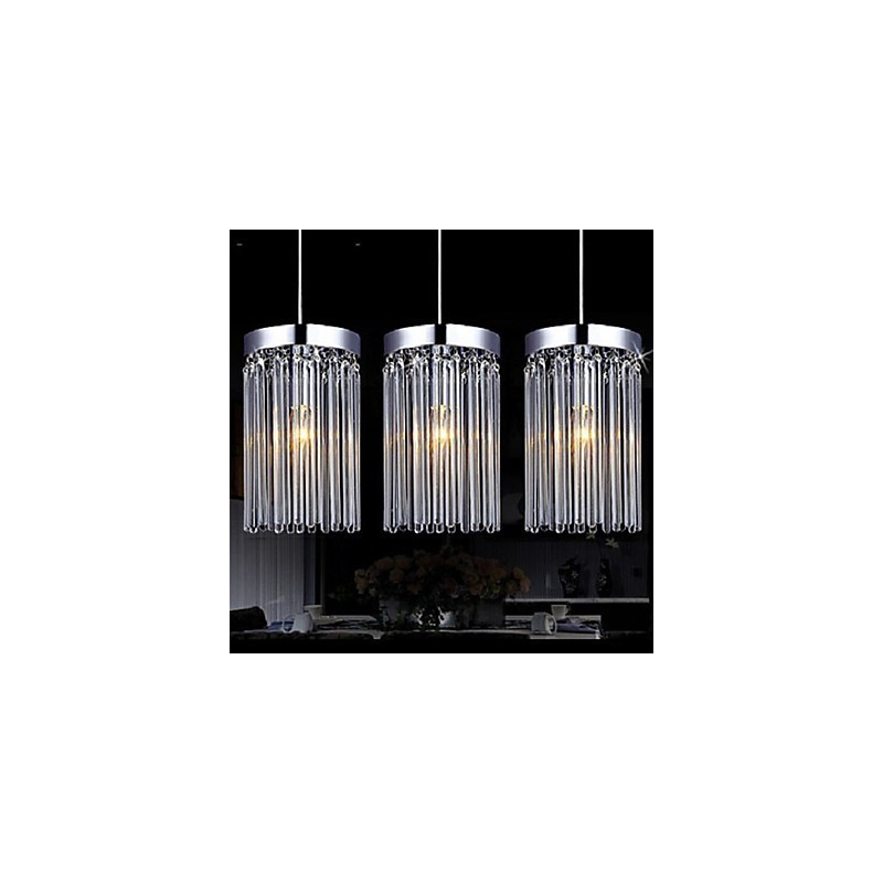 Moderne Pendelleuchte mit 3 Lichtern und Glasstab