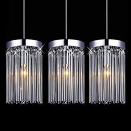 Moderne Pendelleuchte mit 3 Lichtern und Glasstab