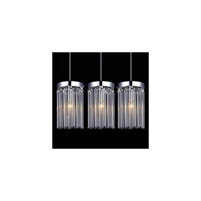 Moderne Pendelleuchte mit 3 Lichtern und Glasstab