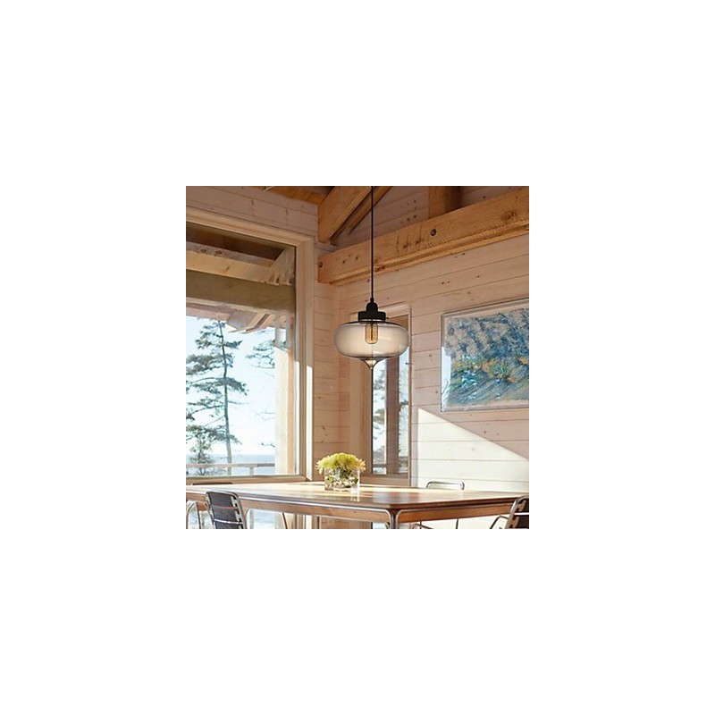 Transparente Glas-Pendelleuchte im braunen Blasen-Design