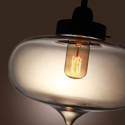 Transparente Glas-Pendelleuchte im braunen Blasen-Design