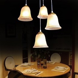 Bronze Anhänger Vier Lichter Muster Glasschirm Europäischen Retro Klassisch