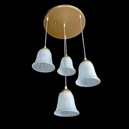 Bronze Anhänger Vier Lichter Muster Glasschirm Europäischen Retro Klassisch