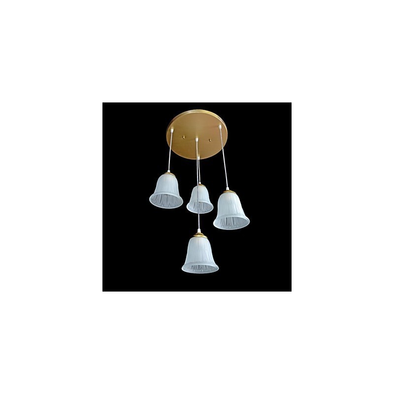 Bronze Anhänger Vier Lichter Muster Glasschirm Europäischen Retro Klassisch