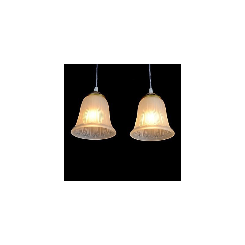 Bronze Anhänger Vier Lichter Muster Glasschirm Europäischen Retro Klassisch