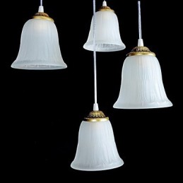 Bronze Anhänger Vier Lichter Muster Glasschirm Europäischen Retro Klassisch