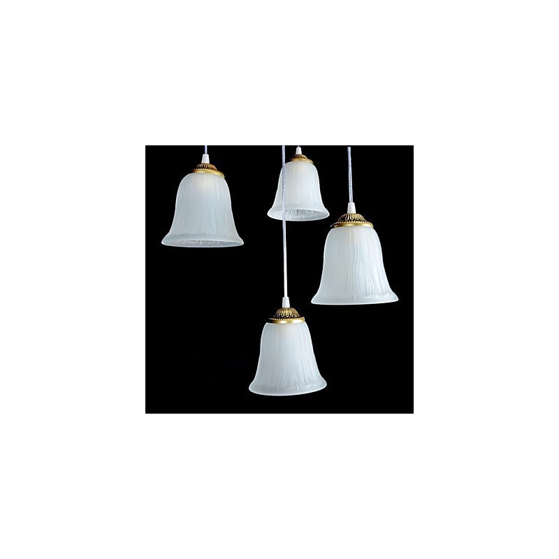 Bronze Anhänger Vier Lichter Muster Glasschirm Europäischen Retro Klassisch