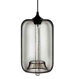 70 W transparente Glas-Pendelleuchte im schwarzen Blasendesign