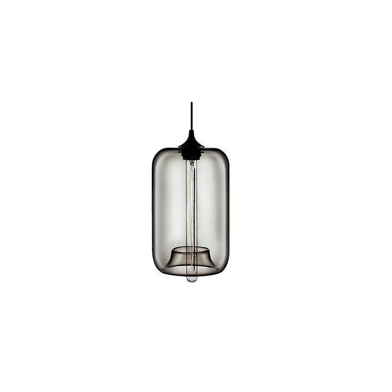 70 W transparente Glas-Pendelleuchte im schwarzen Blasendesign