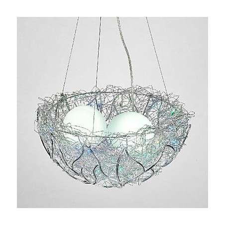 Moderne zeitgenössische Pendelleuchte aus silbernem Metall