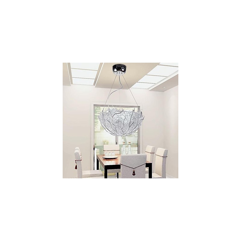 Moderne zeitgenössische Pendelleuchte aus silbernem Metall