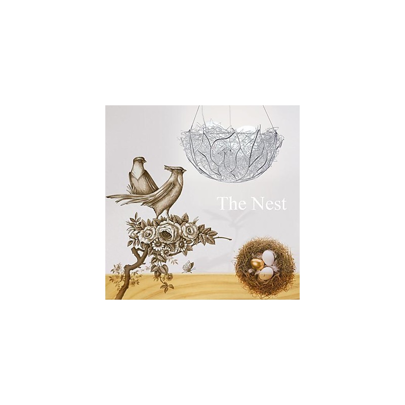 Moderne zeitgenössische Pendelleuchte aus silbernem Metall