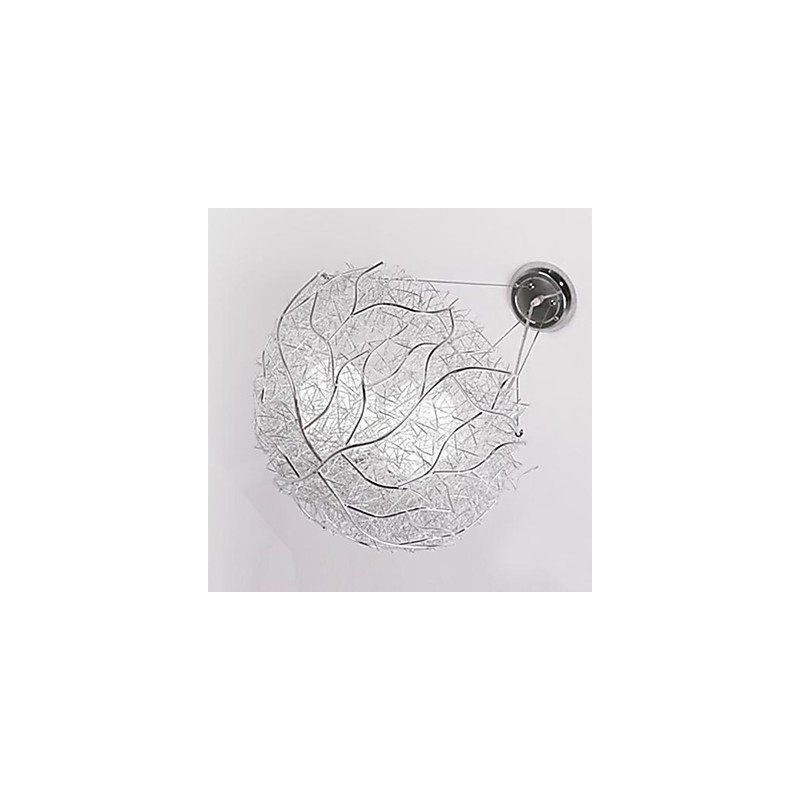 Moderne zeitgenössische Pendelleuchte aus silbernem Metall