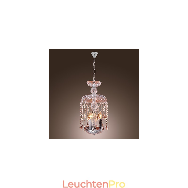 Moderne Kristall-Pendelleuchte mit 3 Lichtern im Glasschirm