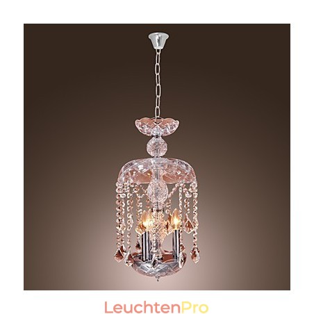 Moderne Kristall-Pendelleuchte mit 3 Lichtern im Glasschirm Moderne Kristall-Pendelleuchte mit 3 Lichtern im Glasschirm