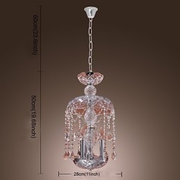 Moderne Kristall-Pendelleuchte mit 3 Lichtern im Glasschirm