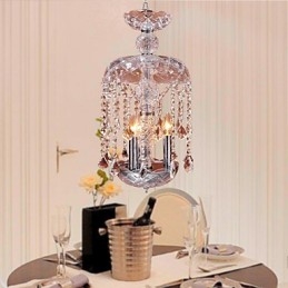 Moderne Kristall-Pendelleuchte mit 3 Lichtern im Glasschirm