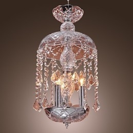 Moderne Kristall-Pendelleuchte mit 3 Lichtern im Glasschirm