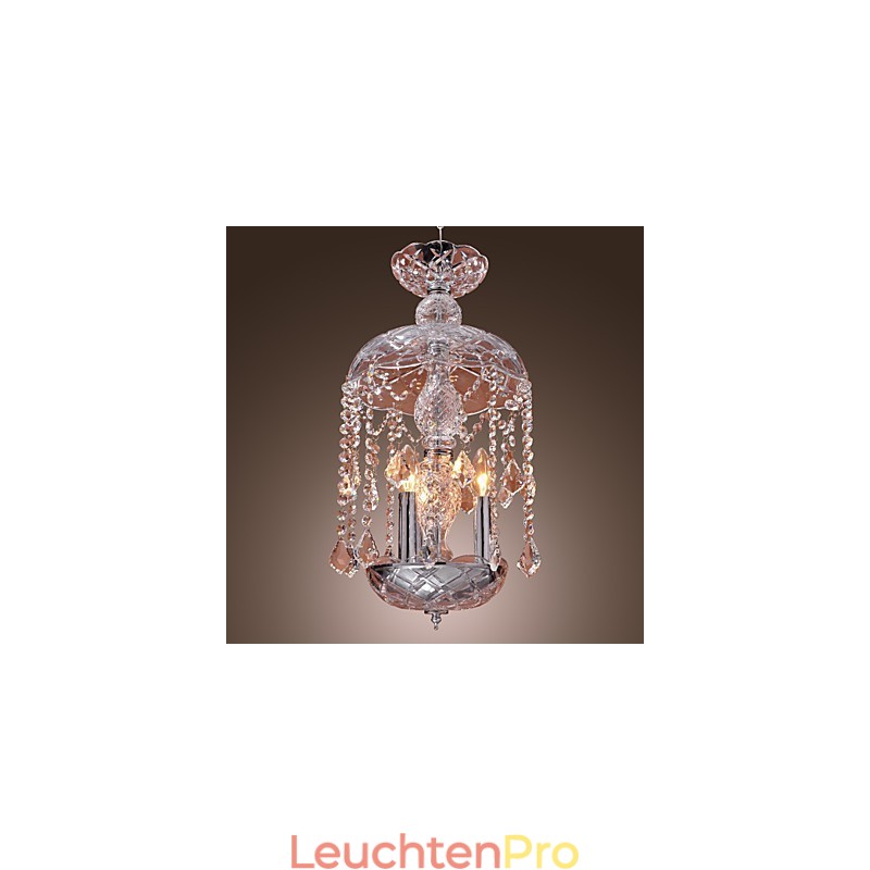 Moderne Kristall-Pendelleuchte mit 3 Lichtern im Glasschirm