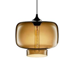 Moderne 70-W-Pendelleuchte aus Glas im braun-transparenten Flaschendesign