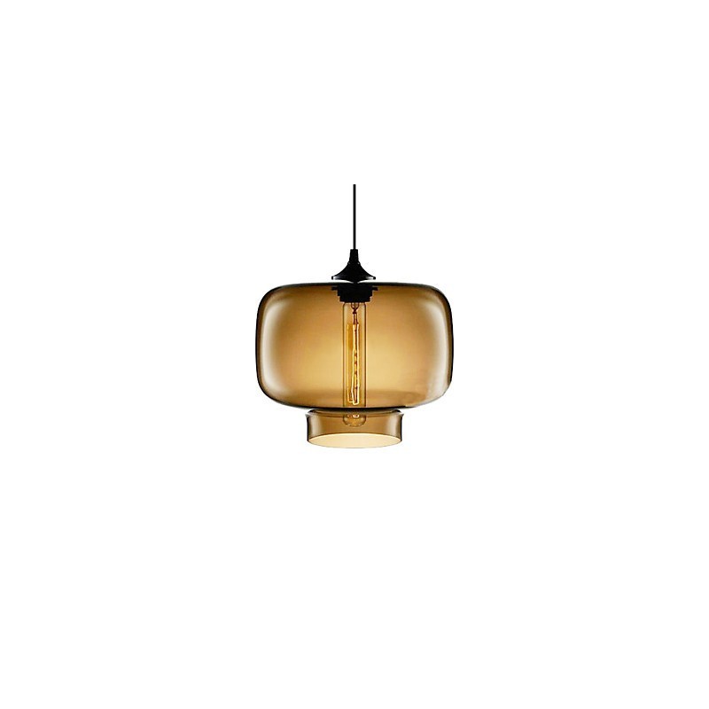Moderne 70-W-Pendelleuchte aus Glas im braun-transparenten Flaschendesign