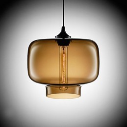 Moderne 70-W-Pendelleuchte aus Glas im braun-transparenten Flaschendesign
