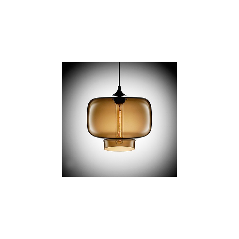 Moderne 70-W-Pendelleuchte aus Glas im braun-transparenten Flaschendesign