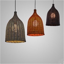 Rattan Kronleuchter Kronleuchter Kronleuchter Kreative Retro Rattan lampe