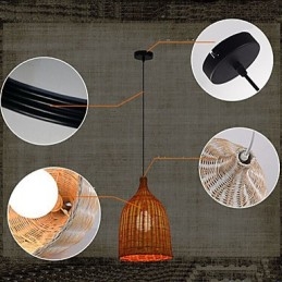 Rattan Kronleuchter Kronleuchter Kronleuchter Kreative Retro Rattan lampe